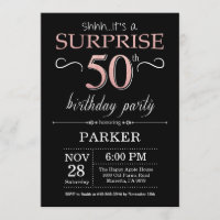 Surprise 50e Anniversaire Noir et Rose Or Rose