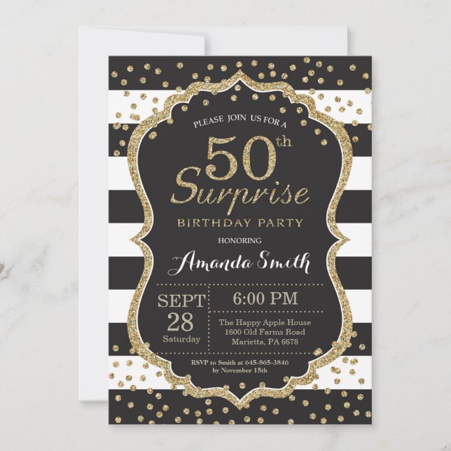 Invitation surprise 50e anniversaire. Parties scin (Devant)