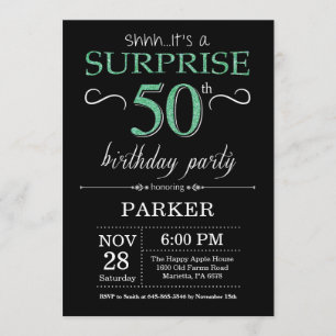 Invitation Surprise 50e anniversaire Parties scintillant noir