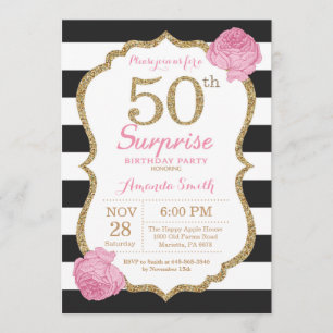 Invitation surprise 50e anniversaire Pink Black Go