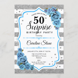 Invitation Surprise 50e anniversaire - Silver White Blue