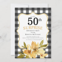 Surprise 50e Buffalo Plaid Jaune Floral Anniversai