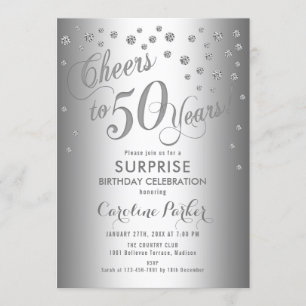 Invitation Surprise 50e fête d'anniversaire - Argent