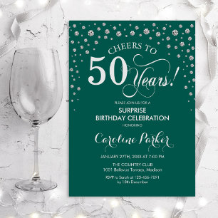 Invitation Surprise 50e fête d'anniversaire - Argent vert
