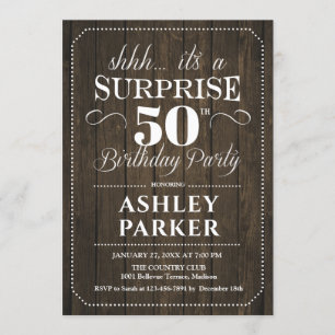 Invitation Surprise 50e fête d'anniversaire - Bois rustique