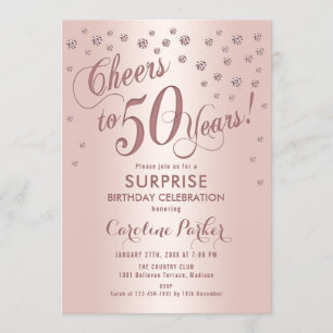 Invitation Surprise 50e fête d'anniversaire - Rose Gold