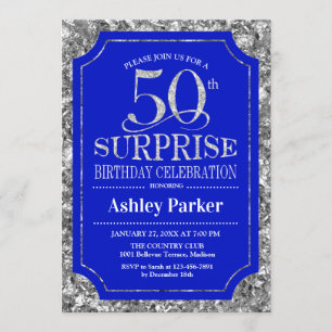 Invitation Surprise 50e fête d'anniversaire - Silver Royal Bl