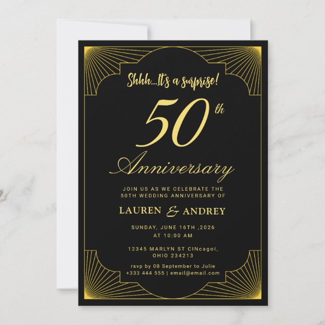 Invitation Surprise 50th Wedding Anniversary (Devant)