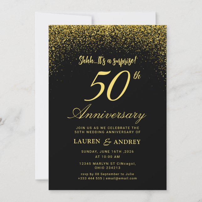 Invitation Surprise 50th Wedding Anniversary (Devant)