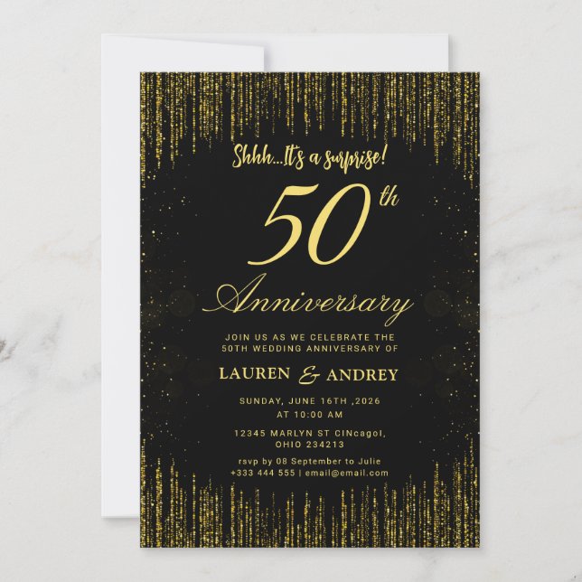 Invitation Surprise 50th Wedding Anniversary (Devant)