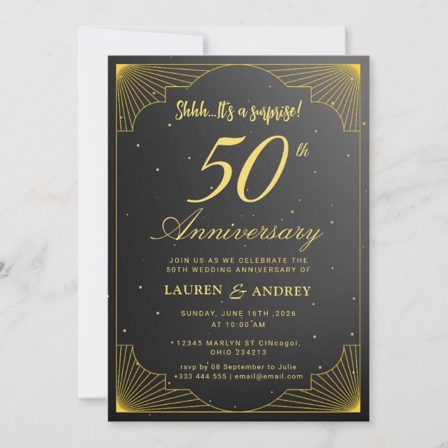 Invitation Surprise 50th Wedding Anniversary (Devant)