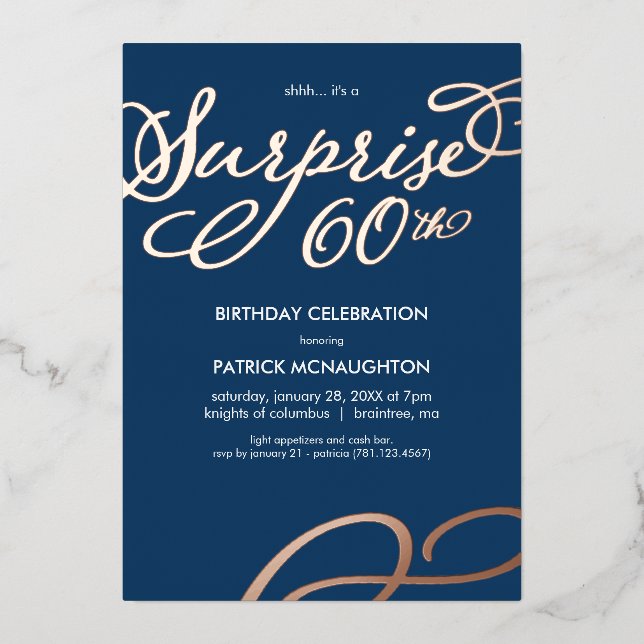 Invitation surprise 60 ans Anniversaire Feuille d' (Recto)