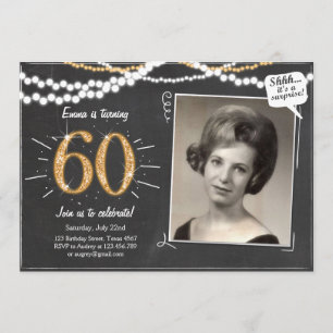 Invitation Surprise 60 Soixante parties scintillant Or Annive