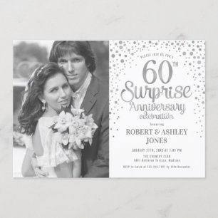 Invitation Surprise 60e anniversaire - Argent blanc