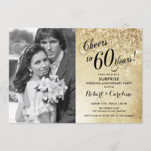 Invitation Surprise 60e anniversaire avec photo - Or