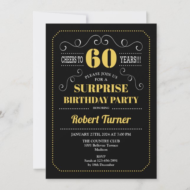 Invitation Surprise 60e anniversaire - Black Gold (Devant)