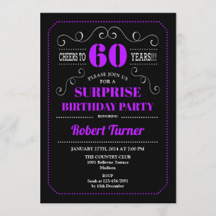 Invitation Surprise 60e anniversaire - Black Purple