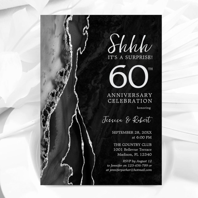 Invitation Surprise 60e anniversaire Black Silver (Créateur téléchargé)