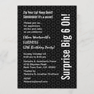 Invitation SURPRISE 60e anniversaire Black White Stars