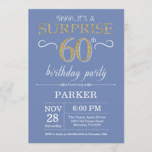 Invitation surprise 60e anniversaire Bleu et or