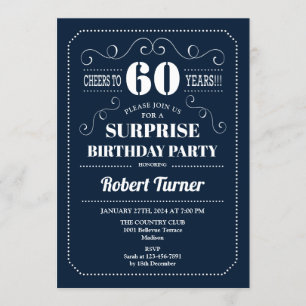 Invitation Surprise 60e anniversaire - bleu marine