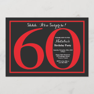 Invitation Surprise 60e anniversaire Chalkboard rouge et noir