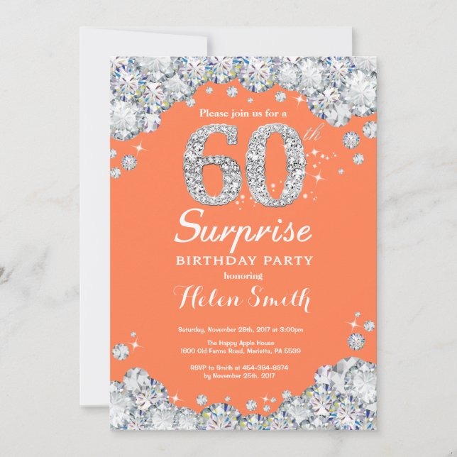 Invitation Surprise 60e anniversaire Coral Silver Diamond (Devant)