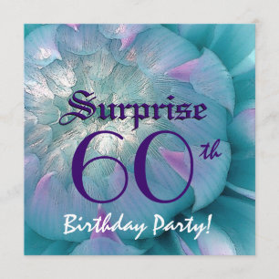 Invitation SURPRISE 60e anniversaire Dahlia bleue et violette
