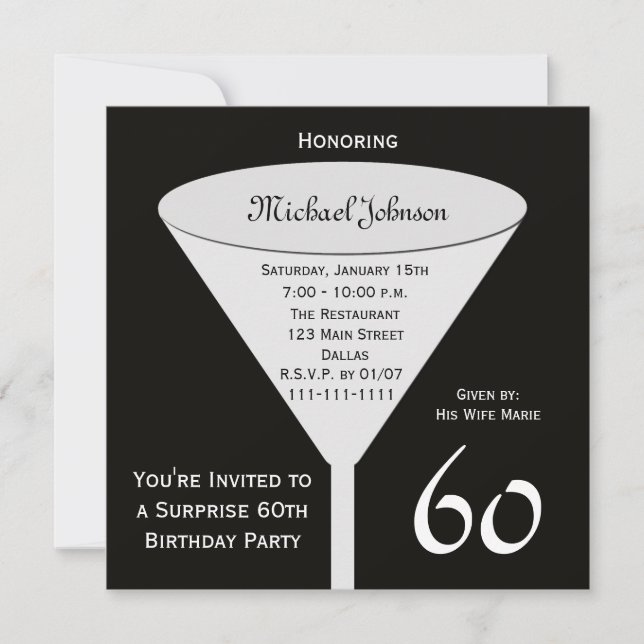 Invitation Surprise 60e anniversaire de fête (Devant)