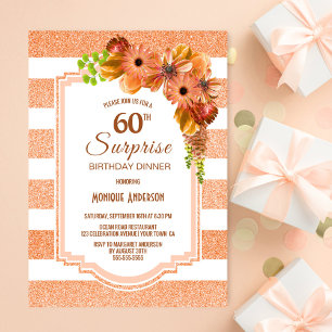 Invitation Surprise 60e anniversaire Dîner Apricot Fête Flora