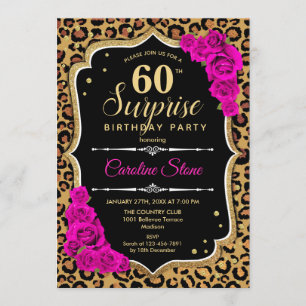Invitation Surprise 60e anniversaire - Leopard Black Gold Ros