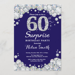 Invitation Surprise 60e anniversaire Marine Blue Silver Diamo