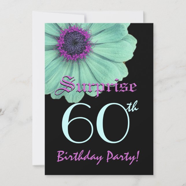 Invitation SURPRISE 60e anniversaire Modèle Green Purple Dais (Devant)