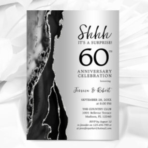 Invitation Surprise 60e anniversaire Noir Argent