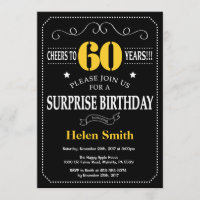 Surprise 60e anniversaire Noir et Jaune Chalkboard