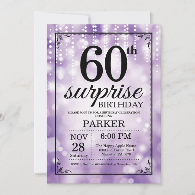 Invitation surprise 60e anniversaire Parties scint (Devant)