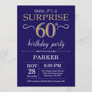 Invitation Surprise 60e anniversaire Parties scintillant bleu