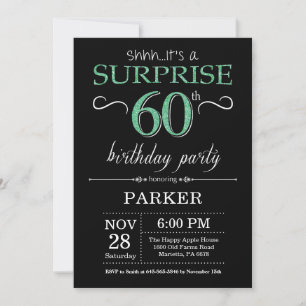 Invitation Surprise 60e anniversaire Parties scintillant noir