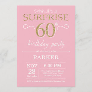 Invitation Surprise 60e anniversaire Parties scintillant rose