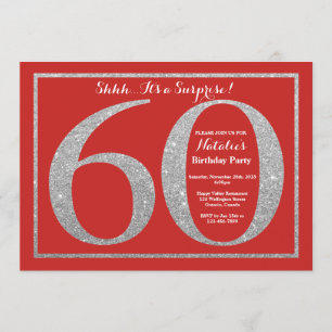 Invitation Surprise 60e anniversaire Parties scintillant roug