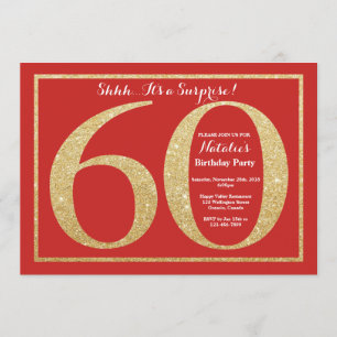 Invitation Surprise 60e anniversaire Parties scintillant roug