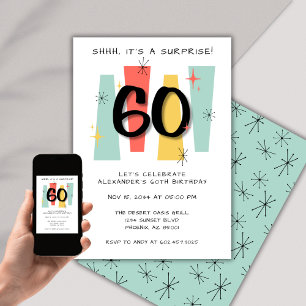 Invitation Surprise 60e anniversaire Retro Midsiècle moderne