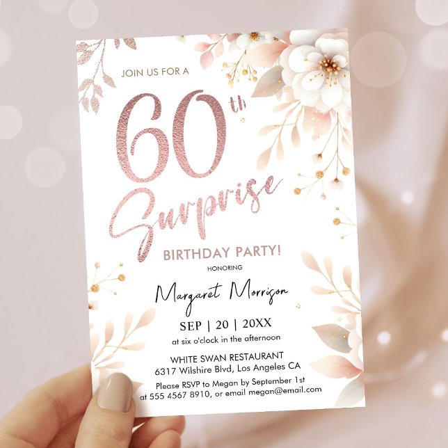 Invitation Surprise 60e anniversaire Rose de fête Gold Girl F (Créateur téléchargé)