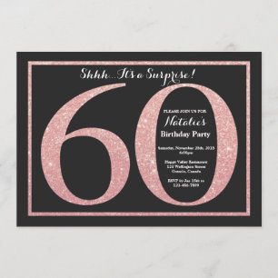 Invitation Surprise 60e anniversaire Rose Pink Gold Parties s