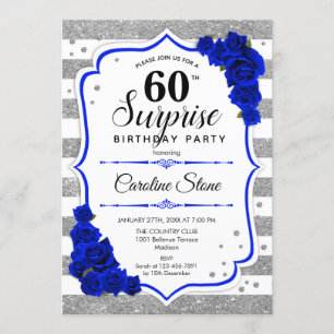 Invitation Surprise 60e anniversaire - Silver White Royal Blu