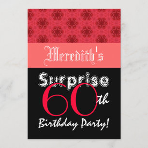 Invitation SURPRISE 60e anniversaire Stars rouge et noir L001