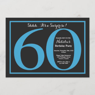 Invitation Surprise 60e anniversaire Tableau noir et bleu
