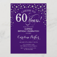Surprise 60e fête d'anniversaire - Argent violet