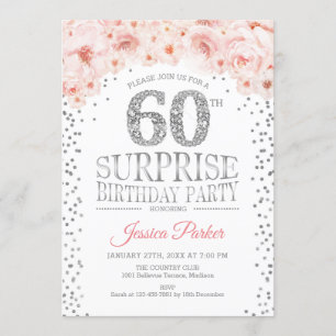 Invitation Surprise 60e fête d'anniversaire - Blanc Silver ro