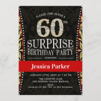 Surprise 60e fête d'anniversaire - Gold Black Red